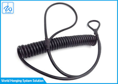 Corda de suspensão de aço da correia da ferramenta da bobina do cabo preto da segurança da mola de extensão