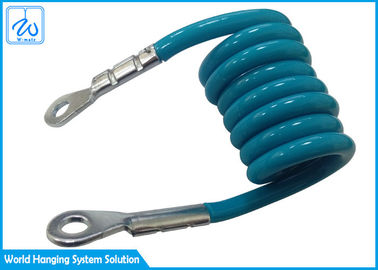 PVC revestido da corda de fio da segurança da mola de extensão da correia da bobina com extremidade de olhos