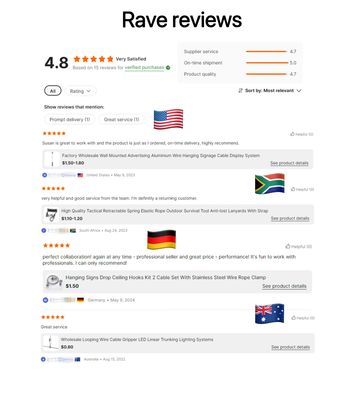 Kits de Laço de Cabo de Aço Inoxidável com Gancho para Sistemas de Suspensão por Fio