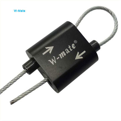 M12 Fixador de Cabo Autogrip Preto com Laço e Cabo de Aço 1*7 e 1*19