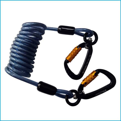 Ferramenta de segurança de bobina de mola metálica Lanyard Carabiner de alta durabilidade fácil de instalação Corda anti-queda para trabalho industrial ao ar livre