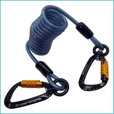 Ferramenta de segurança de bobina de mola metálica Lanyard Carabiner de alta durabilidade fácil de instalação Corda anti-queda para trabalho industrial ao ar livre