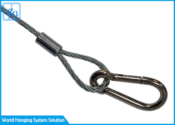 Cabo de aço inoxidável galvanizado da segurança do estilingue da corda de fio de 3mm para dispositivos elétricos claros