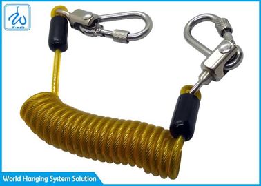 Anti correia enrolado perdida da ferramenta do cabo de fio com o fechamento de alumínio Carabiner do parafuso