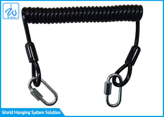 O fio preto bobina Lanyard With 1 Screwgate para trabalhar em ferramentas da gota da parada da altura