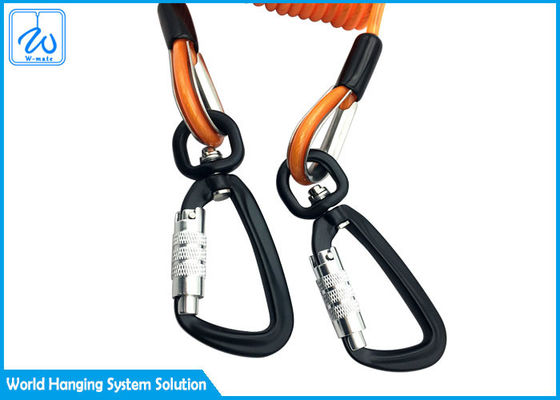 Mola de bobina Lanyard With Carabiner Custom da correia 3m da segurança da ferramenta